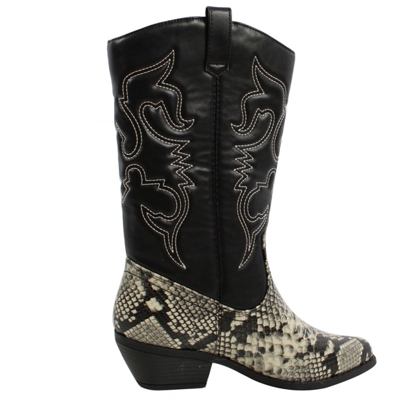 Grey Python Knee High High Pull on Boots - Picture 6 of 8